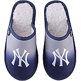 FOCO MLB Men's Official Primary Logo Embroidered Sherpa Lined Gradient Scuff Slide Slippers