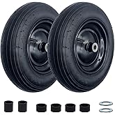 2-Pack 14.5-Inch Wheelbarrow Tire.3.50-8" Pneumatic Tires and wheels with 3"- 7" Center Hub and 5/8" Bushings for Wheelbarrow Lawn Mover Replacement.