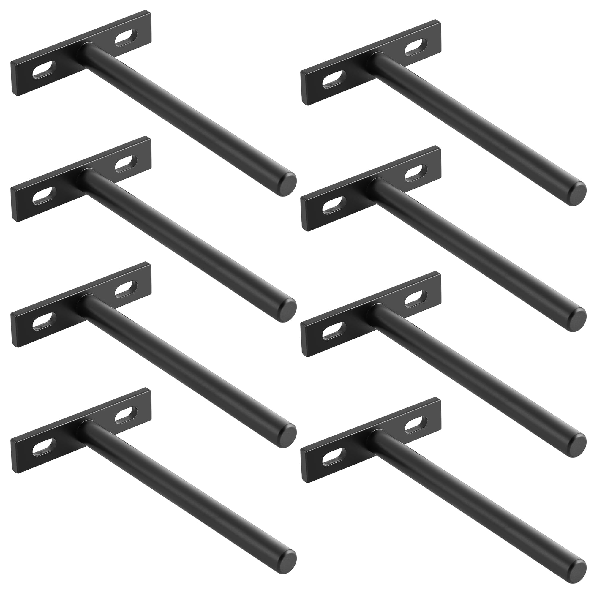 Sayayo Floating Shelf Brackets Heavy Duty 125MM/5-Inch Invisible Hidden Shelf Supports for Wall, T Shape Metal Brackets for Concealed Wood Shelves Wall Mounted, Matte Black 8 Pack