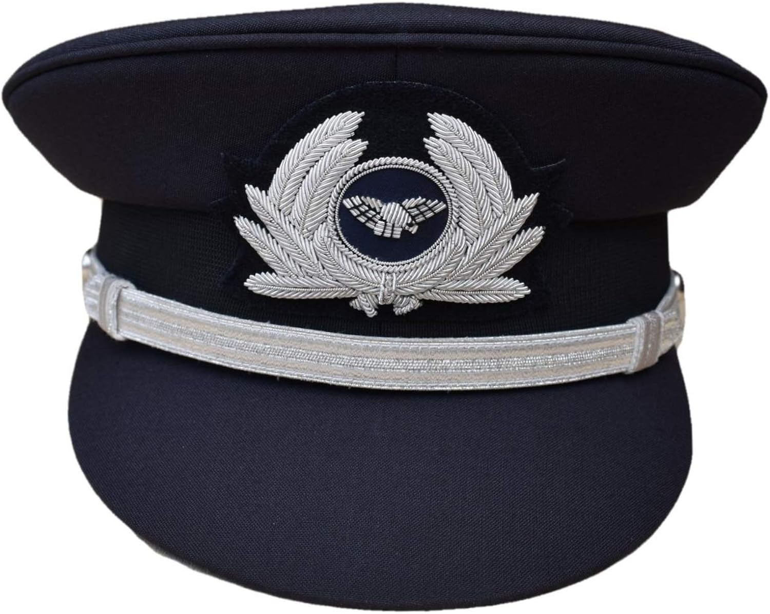 Pilot Cap with Generic Silver Cap Badge Navy Blue Airline Cap R2201