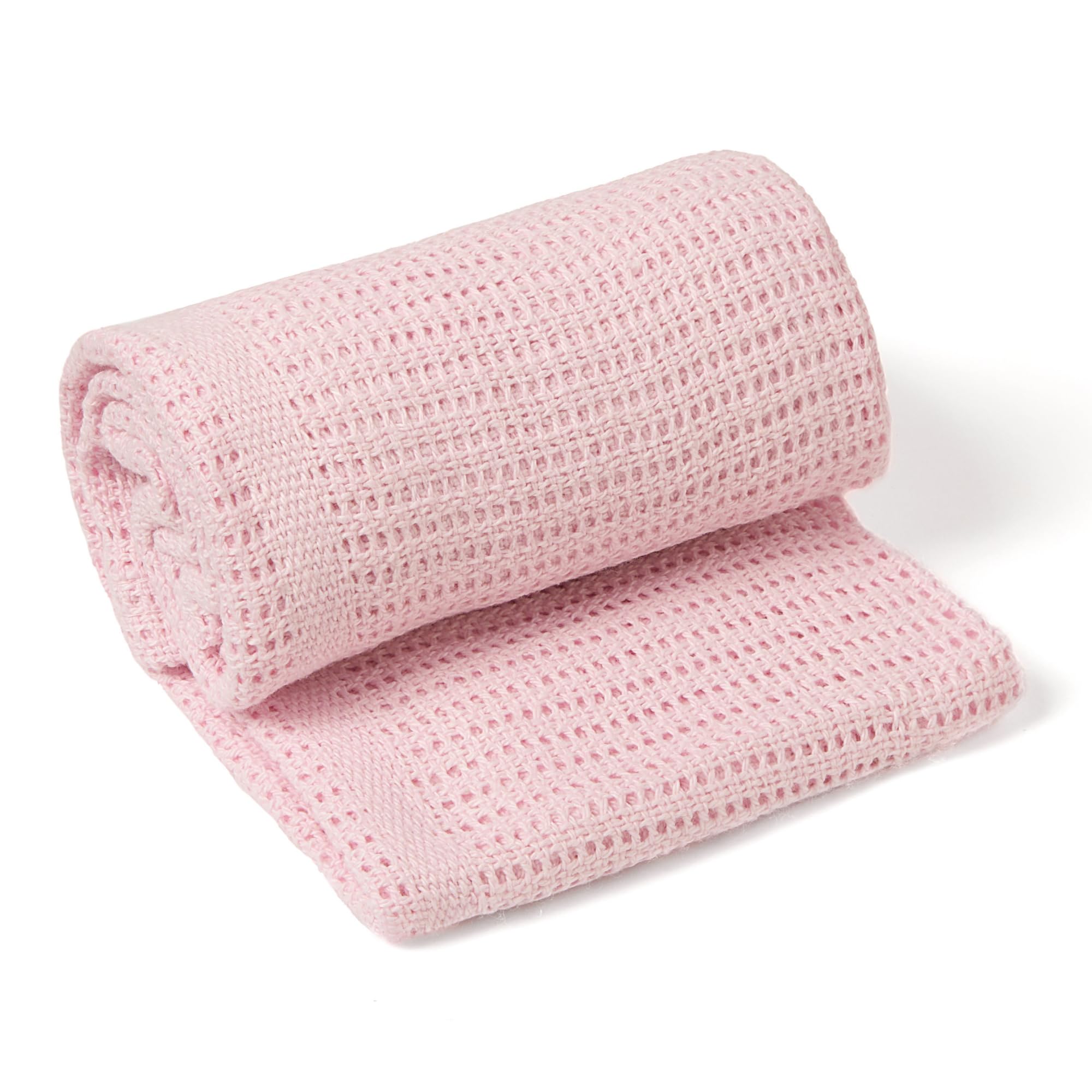 Clair de Lune Soft Cotton Cellular Shawl Baby Pram Blanket Pink 70 x 90 cm