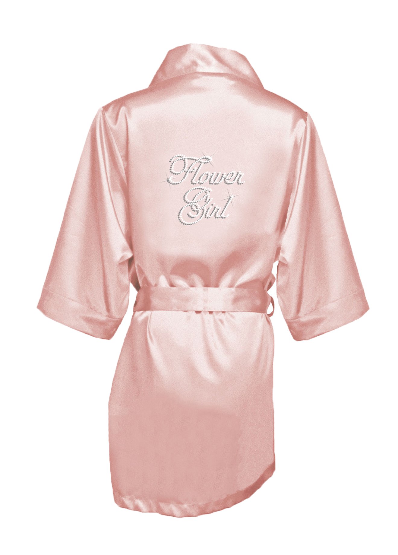 Girleo Rhinestone Flower Girl Satin Robe For Getting Ready On