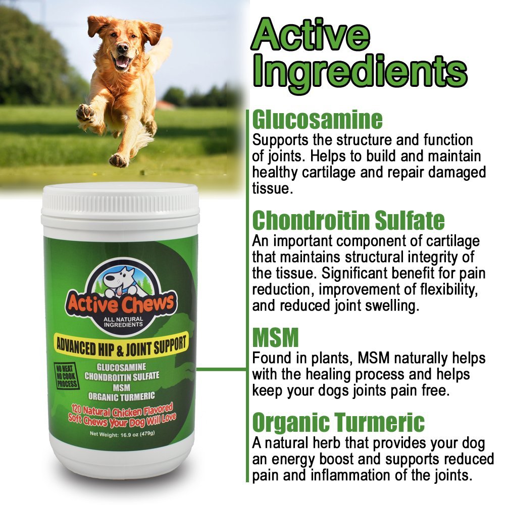 Active Chews Premium Hip and Joint Dog Treats, Glucosamine for Dogs