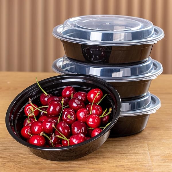 PLASPAPIER 32 OZ ROUND MEAL PREP BOWLS (50-PACK) – REUSABLE, BPA-FREE, FREEZER & DISHWASHER SAFE – PERFECT FOR SOUPS, SALADS, FAMILY LEFTOVERS