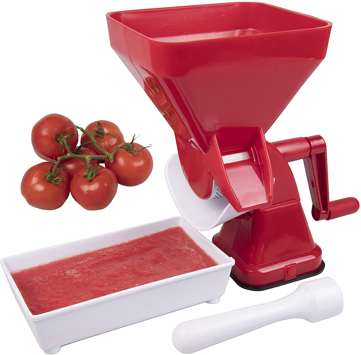 Photo 1 of Tomato Strainer- Easily Juices w No Peeling Deseeding or Coring Necessary- Suction Cup Base Food Mill Press- Make Homemade Pasta Sauces, Fresh Salsa Potato Puree- Easy to Use, Cooking Supplies Gift