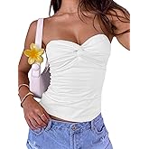 BAIGRAM Women Twist Knot Front Crop Tube Tops Sexy Summer Bandeau Cute Y2K Strapless Tank Top Going Out Teens Shirts