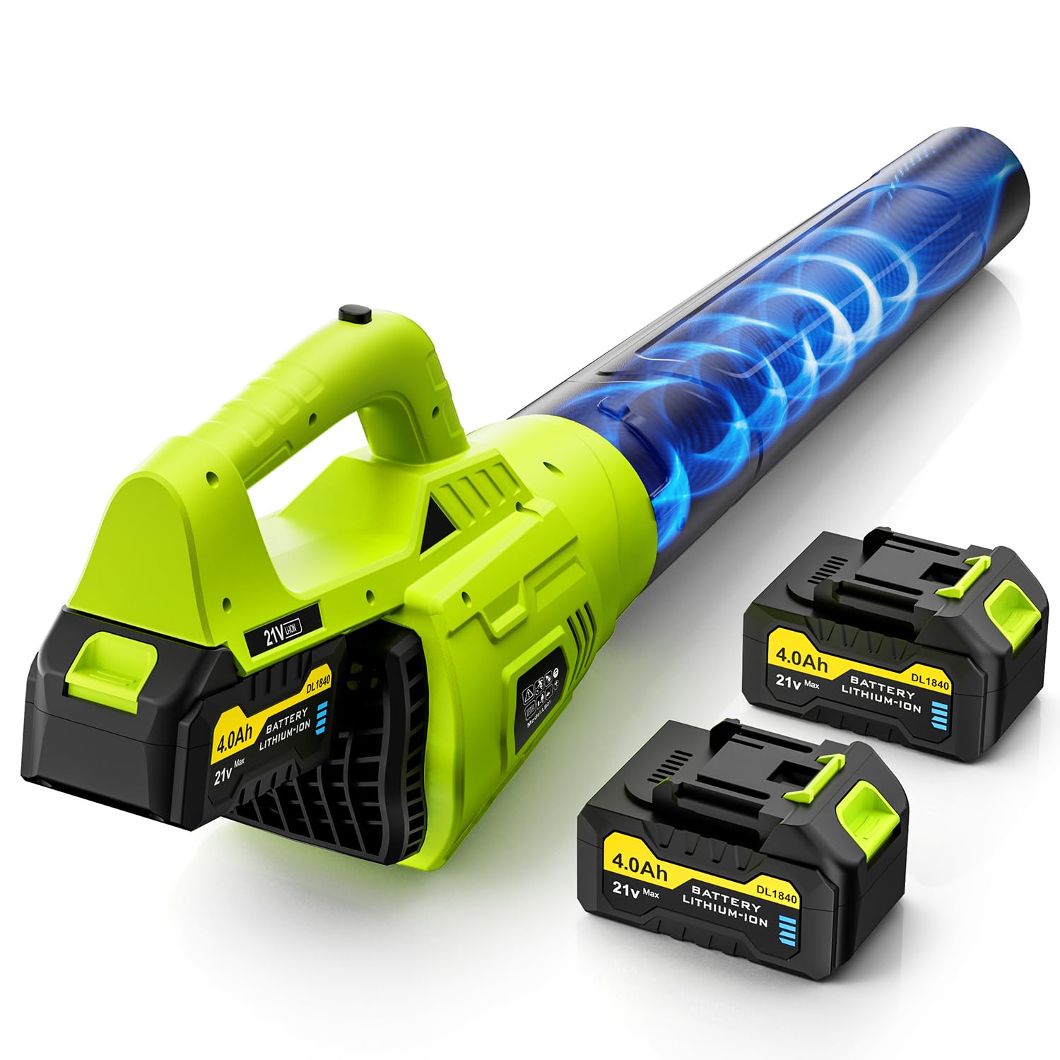 Photo 1 of ***Missing both batteries and charger***Leaf Blower Cordless, 21V Powerful Electric Leaf Blower with 2 * 4.0Ah Batteries & Fast Charger, 2-Speed Power Settings, Battery Powered Blowers for Lawn Care, Yard, Lawn, Patio, Dust, Blows Leaves