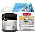 MB-20 Stone Granite Polishing Kit 8.5 Oz Granite Polishing Compound - Tenax Hydrex 1/4 Liter - 16x16 Microfiber Cloth - Gloves - Bundle - 4 Items