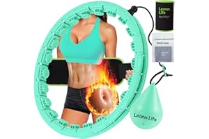 Leann L!fe 26 Knots 19”- 56”, U2 Type Weighted Hula Hoop for Adults Weight Loss, Infinity Hoop Plus Size, Child Adult Home Outdoors, Abdominal Toner,Free Waist Trimmer&Wash Bag,Pink