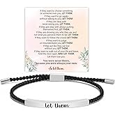 Let Them Tube Bracelet for Women, Adjustable Braided Rope Handmade Engraved Bracelet Stainless Steel Let Them Motivational Tube Bracelet Inspirational Jewelry Gifts for Women