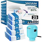 HOTBAG Large Vacuum Storage Bags with Electric Pump 25Pack(5 Jumbo/5 Large/5 Medium/5 Small/5 Roll) Vacuum Seal Bags For Clothing Travel Packing,Blanket,Duvets,Pillows,Comforters