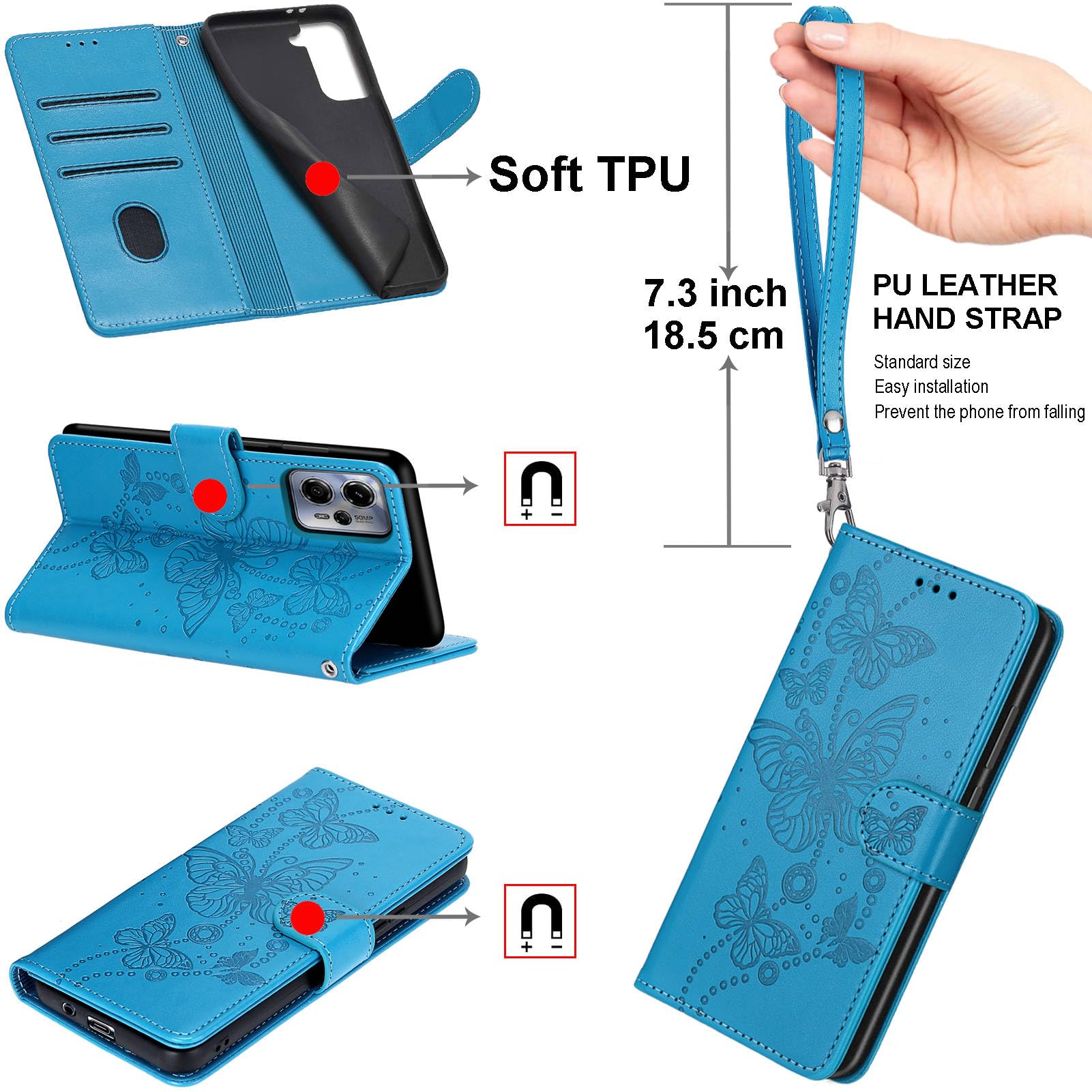 Handyhülle für Google Pixel 10a Hüllen Premium Leder Flip Wallet Case Magnet Kartenfach Standfunktion Klapphülle kompatibel mit Google Pixel 10a Hülle -Blau 4