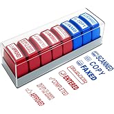 8PCS Office Stamps Set, Paid Scanned Approved Copy Faxed Entered Stamp | Completed Return to Sender Stamp with Storage Tray, Rubber Business Stamp, Account Finance Staff Supplies