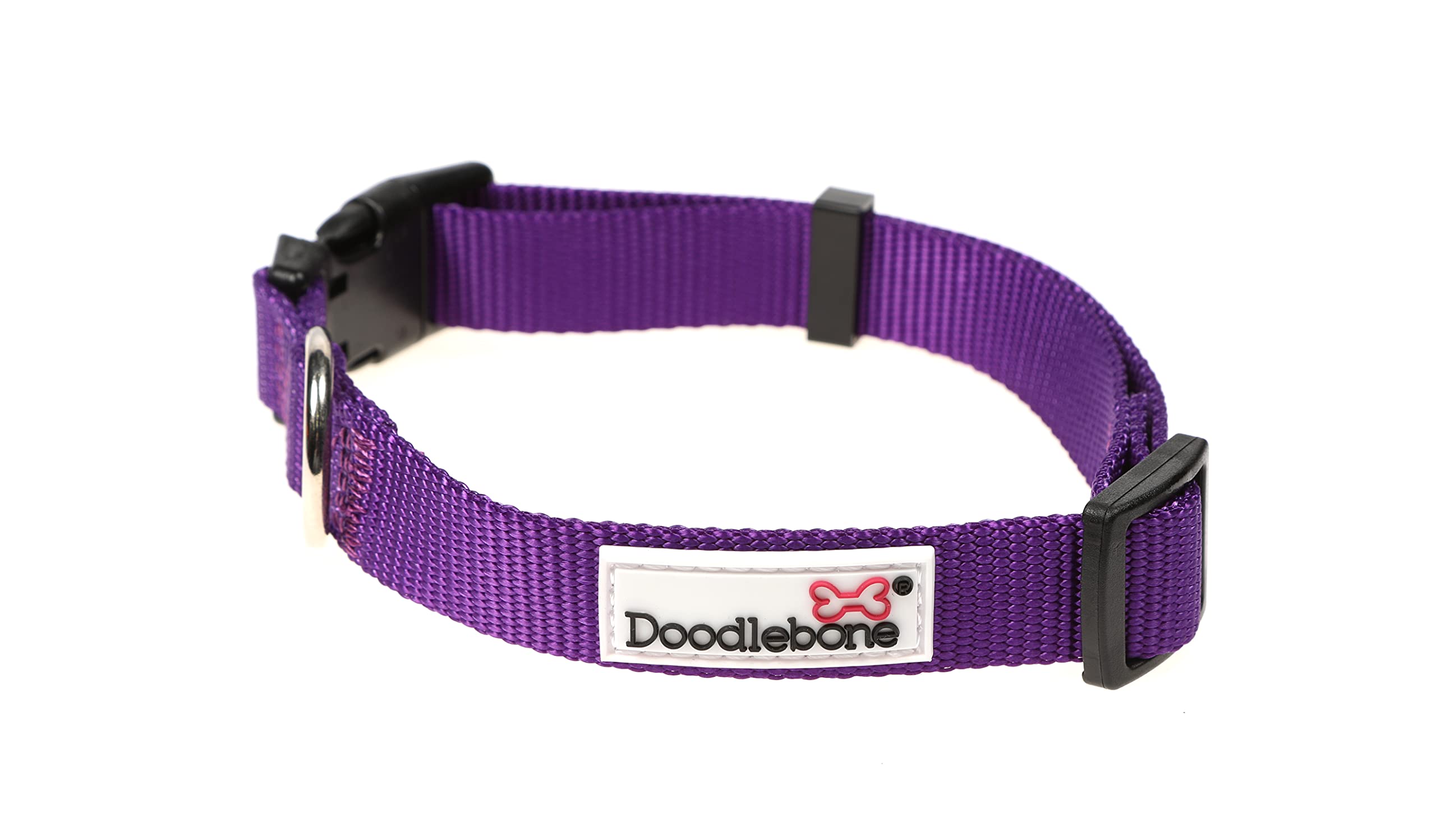 Doodlebone – Dog Collar – Adjustable Strong Collar with Secure D Ring, Strength Tested Components & Machine Washable Design for Everyday Walkies – Size 3-6, 30-50cm - Violet