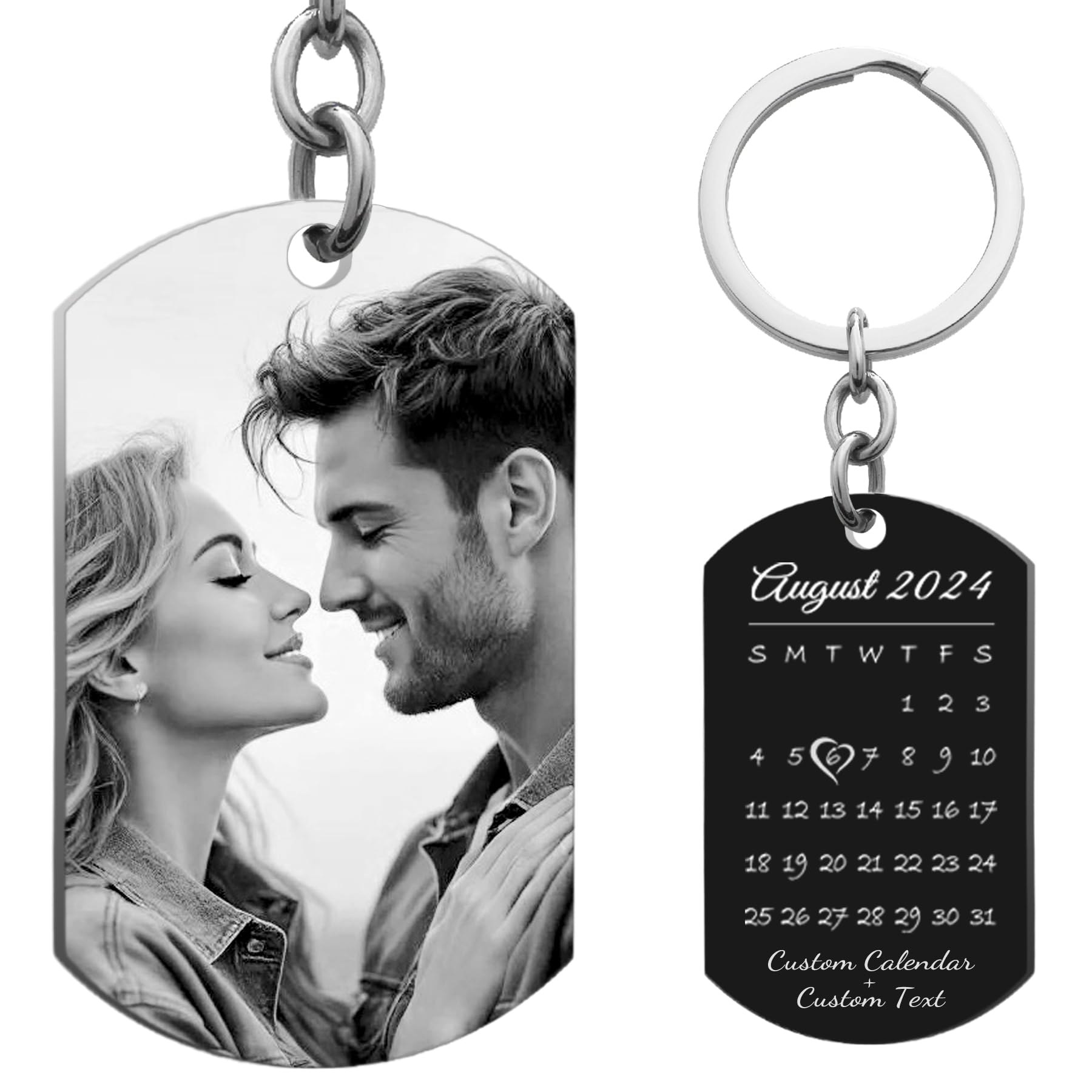 Custom Keychain Laser Engraved Personalized Calendar Date/Photo/Text Full Color Picture