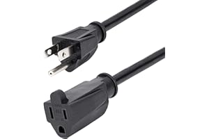 StarTech.com 3ft (1m) Power Extension Cord, NEMA 5-15R To NEMA 5-15P Black Extension Cord, 13A 125V, 16AWG, Outlet Extension 
