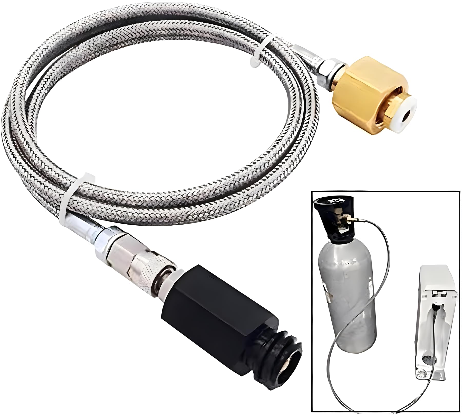 Soda Machine Co2 Adapter with High Pressure Stainless Steel External Hose, CGA320 Co2 Tank Direct Adapter to TR21-4 Soda Water Machine Compatible with Jet Aqua Fizz(36 inch)