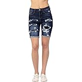 Judy Blue Women's High-Rise Patch Destroyed Bermuda Shorts