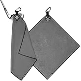 Frevontica Microfiber Golf Towel with Magnetic Clip – Compact & Lightweight, Quick-Dry, Ultra Absorbent – Golf Bag Cleaning Towel for Clubs & Balls (16” x 16”)