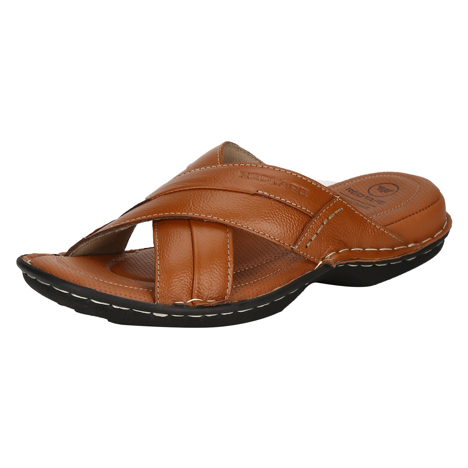red tape men's tan leather sandals