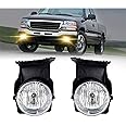 Fog Lights for 2003 2004 2005 2006 2007 GMC Sierra 1500/ 1500HD/ 2500/ 2500HD/ 3500/ 3500HD, 1 Pair Front Bumper Driving Fog Lamps with Right and Left Side (Clear Lens)