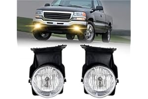 BOXLIGHT Fog Lights for 2003 2004 2005 2006 2007 GMC Sierra 1500/ 1500HD/ 2500/ 2500HD/ 3500/ 3500HD, 1 Pair Front Bumper Driving Fog Lamps with Right and Left Side (Clear Lens)