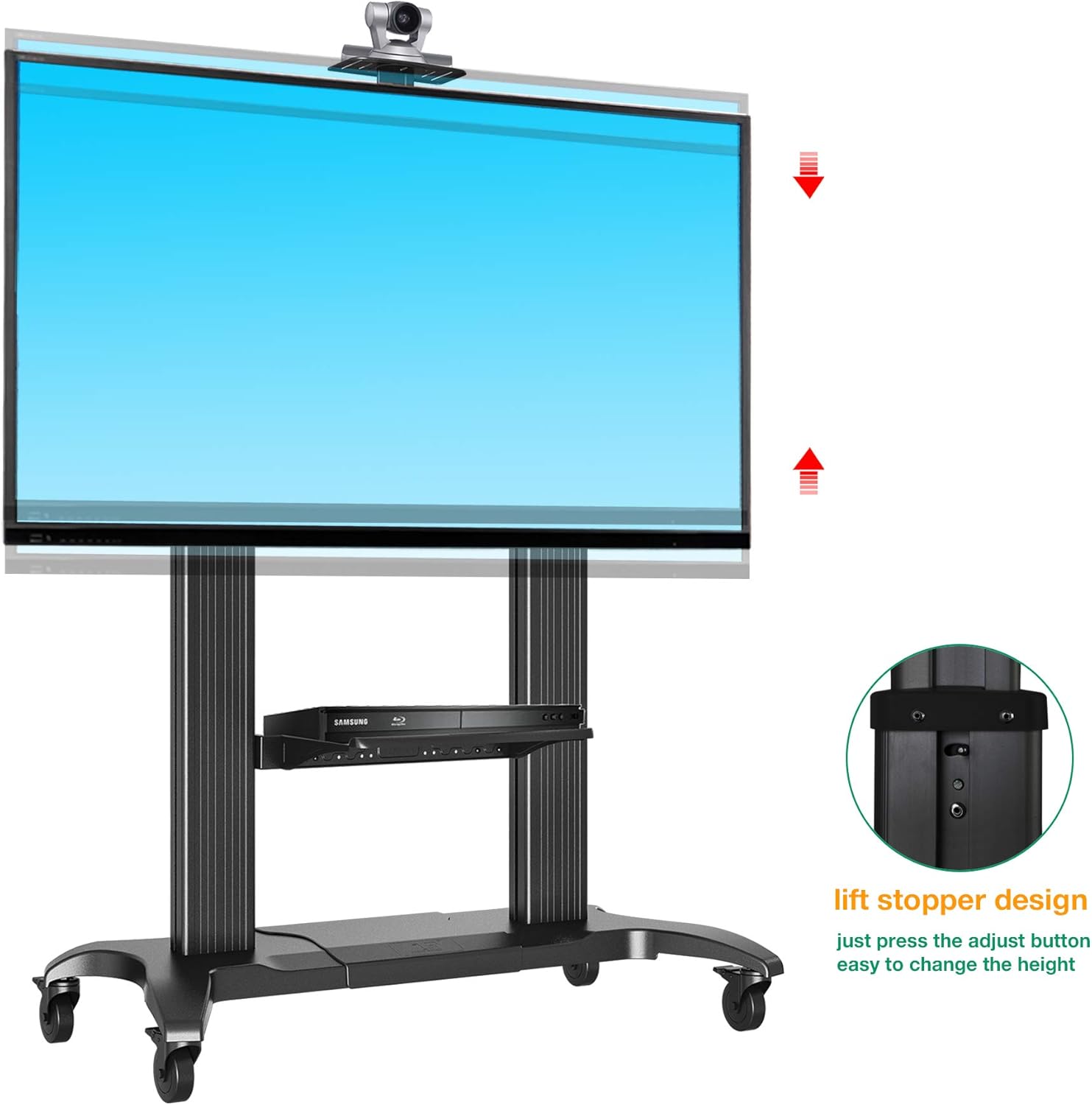 NB North Bayou Mobile TV Cart Heavy Duty TV Stand with Wheels for 60 to 100 inch LCD LED OLED Flat Panel Plasma TV up to 200lbs CF100-B : Office Products