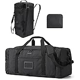 BAGSAMRT 60L Foldable Duffle Bag for Travel, Large Travel Duffel Bag for Men, 4 in 1 Travel Backpack, Carry on Weekender Bag, Black