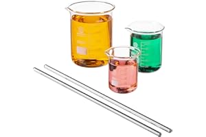 MODERN CURIOSITY Glass Beakers Set - Science, Chemistry Classroom Supplies - Borosilicate Glass - Education, Research Equipment for Industrial and Academic Labs (50-250mL, 3-Pack)