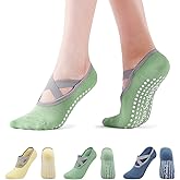 Marsolina Yoga Pilates Grip Socks for Women-Non Slip Grip & Straps for Training, Home, Hospital, Barefoot-Morandi Yellow