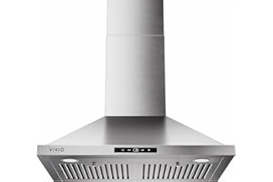 VIKIO HOME Wall Mount Range Hood 30 inch, 580 CFM, Ducted/Ductless Convertible, Stainless Steel Kitchen Vent Hood with 3-Speed Fan and LED Lights