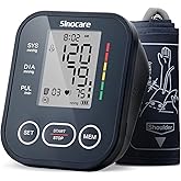 Sinocare Blood Pressure Monitor, Upper Arm BP Machine for Home, Adjustable Cuff 8.6"-16.5", One-Button Operation, Dual User Mode, Posture Detection & Irregular Heartbeat Alert, Black