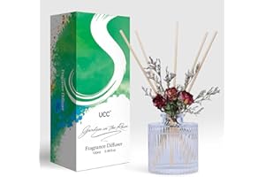 UCC Reed Diffuser Set, 3.38 oz Garden in The Rain Premium Scented Diffuser with Flower Sticks Home Fragrance Reed Diffuser for Bathroom Shelf Decor