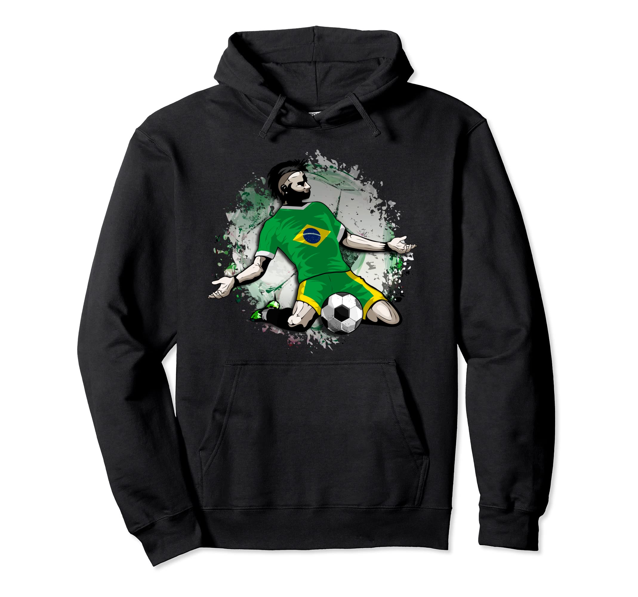 Brazil Soccer Brazilian National Flag Football Lovers Design Pullover Hoodie