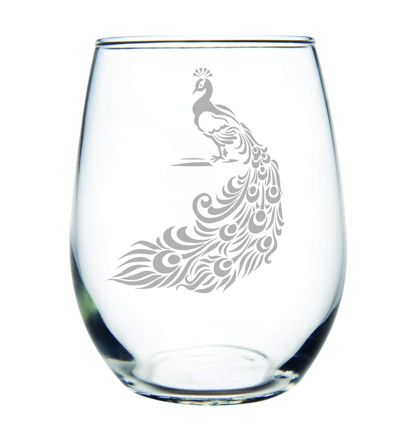 C M Peacock stemless wine glass