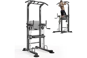SogesHome Power Tower Pull Up Bar and Dip Station,Multi-Function Adjustable Height Strength Training Equipment Dip Station Pu