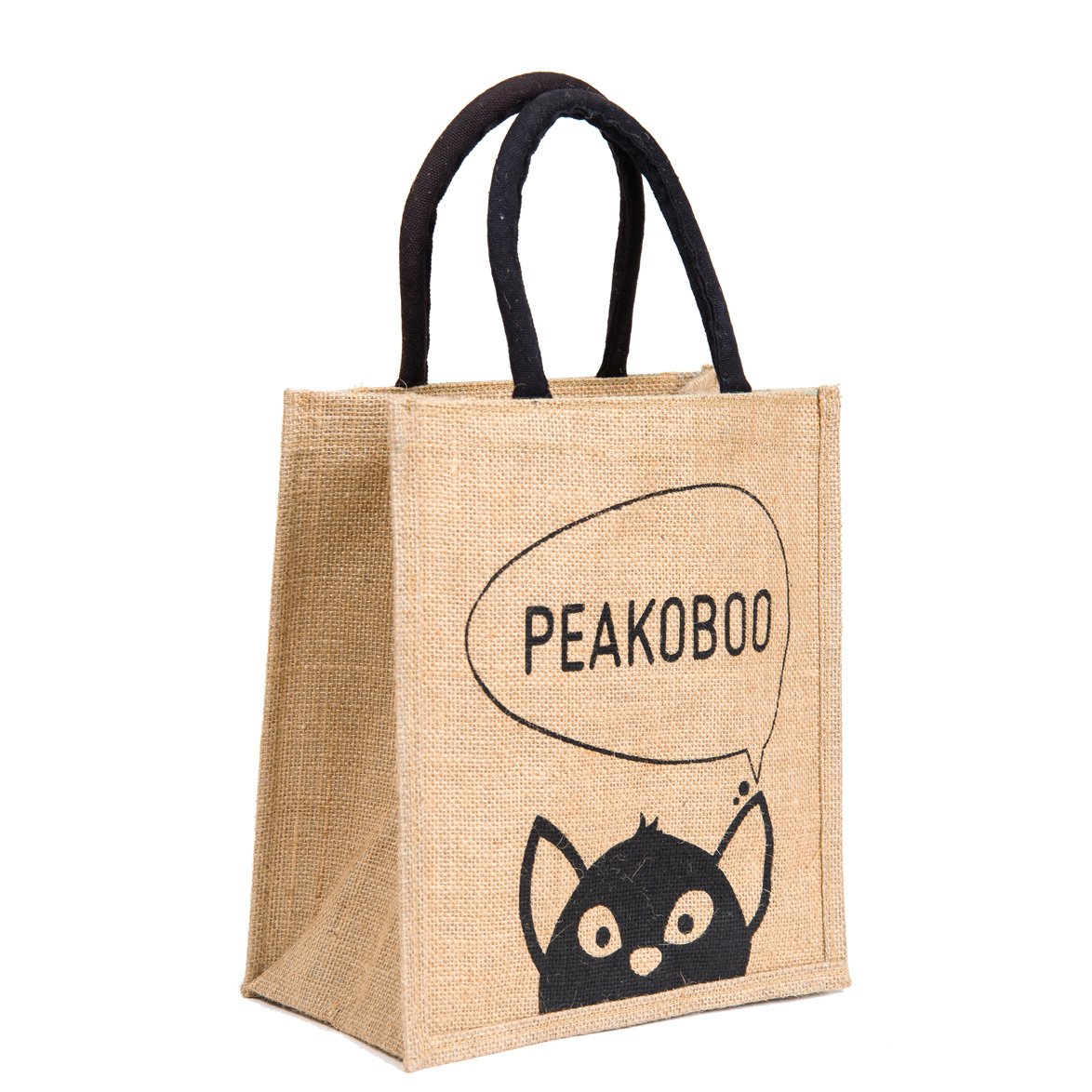 h&b unisex multipurpose waterproof jute handbag(black, lnh-peakoboo-blk)