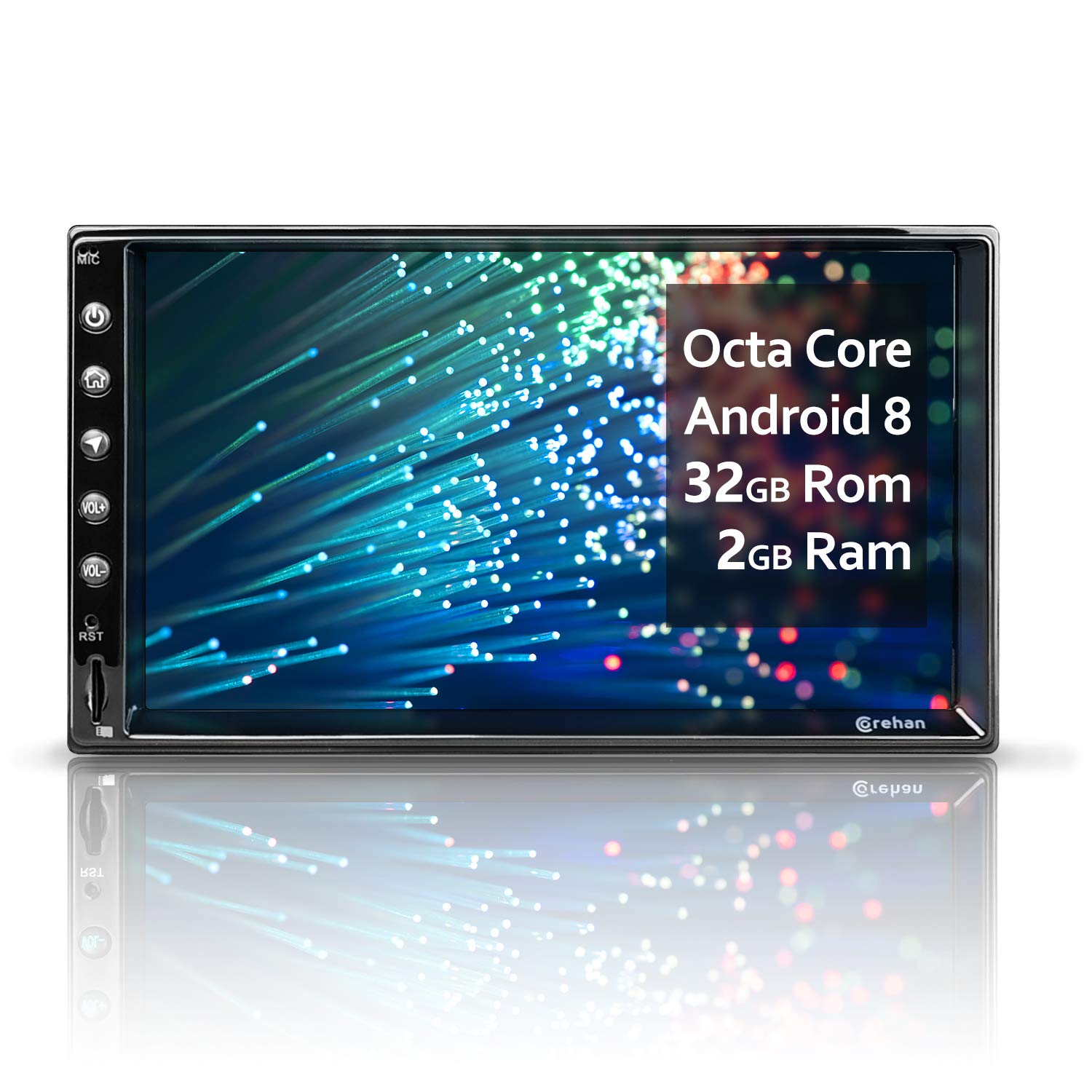 Double Din Android Car Stereo - Corehan 7 inch 2GB Ram 32GB ROM Touch Screen in Dash Car Radio Video Multimedia Player with Bluetooth WiFi GPS Navigation System (Android 8 with 7 inch Screen)