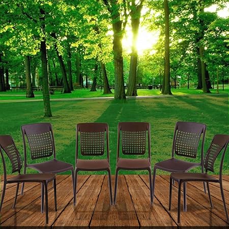 Spinecare Series 2109 - by Italica Furniture with Ergonomically Designed Swingback for Complete Back Support for Indoor, Outdoor, Restaurant, Classroom and Dining Room (Matte Finish, Brown, Set of 6)