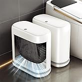 Bathroom Trash Can with Lid, 3 Gallon Small Slim Garbage Bin with Auto-Adsorption & 75 Bags (5 Rolls), Mini Waste Basket Dog Proof for Bathroom, Kitchen, Office, Bedroom, Laundry, Toilet, Rv, White