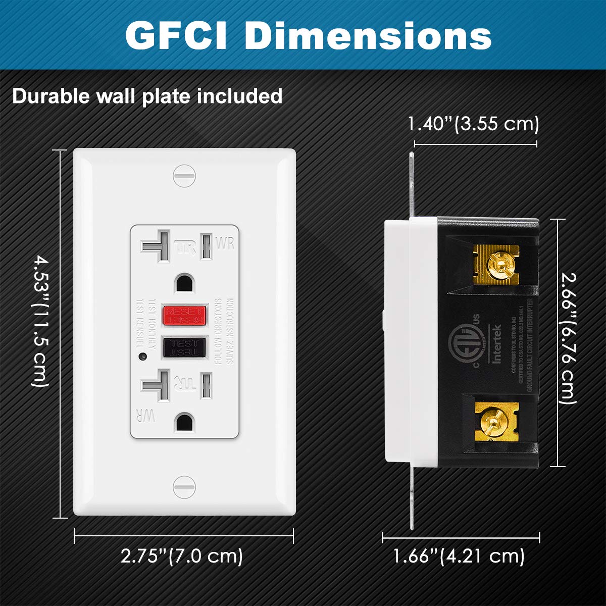 (10 Pack) UNIELE GFCI Receptacle Outlet, 20A/125V, Weather-Resistant (WR) & Tamper-Resistant(TR) Ground Fault Circuit Interrupter Outlets, Wallplate Included, White: Industrial & Scientific