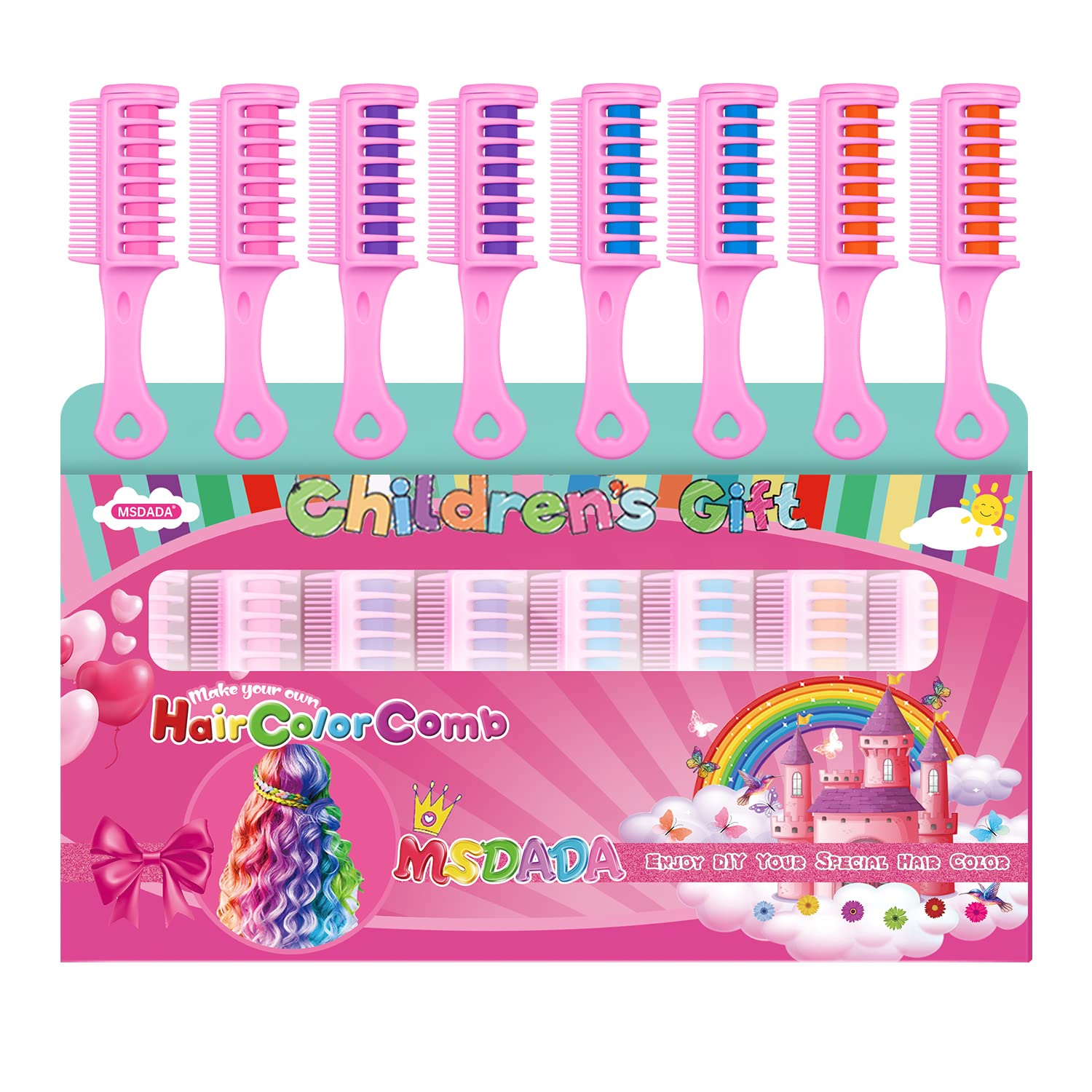 Photo 1 of New Hair Chalk Comb for Girls Kids, Washable Temporary Hair Color Dye for Kids Age 5 6 7 8 9 10+ Birthday Party Gift Cosplay DIY, Children's Days (Blue & Pink & Purple)