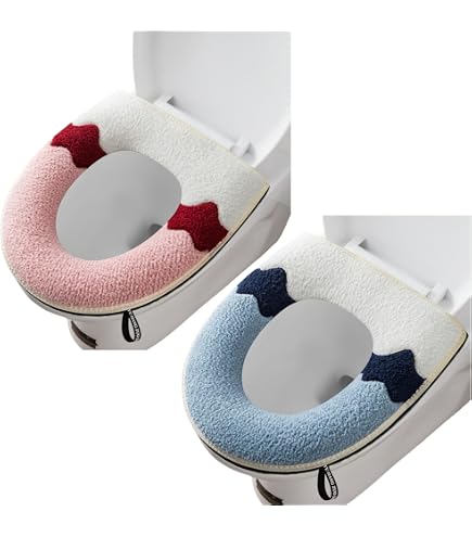 Lot De 2 Housses Siège Toilette Épaisses Douces Avec Poignée - Coussin Extensible Lavable