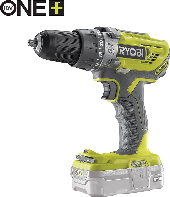 - Perceuse-visseuse à percussion sans fil 18V ONE+ avec 2 batteries lithium+ 1,5 Ah - R18PD3-215S
