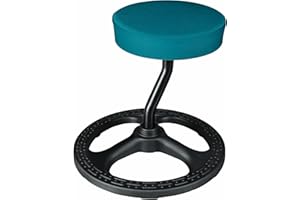 beyond SMART Fitness Seat, ADHD Chair Stool, Stability, Balance, Yoga, Ergonomic Health Stool with Non-Slip Base and Washable Seat Cover - Black (Blue, 19″)