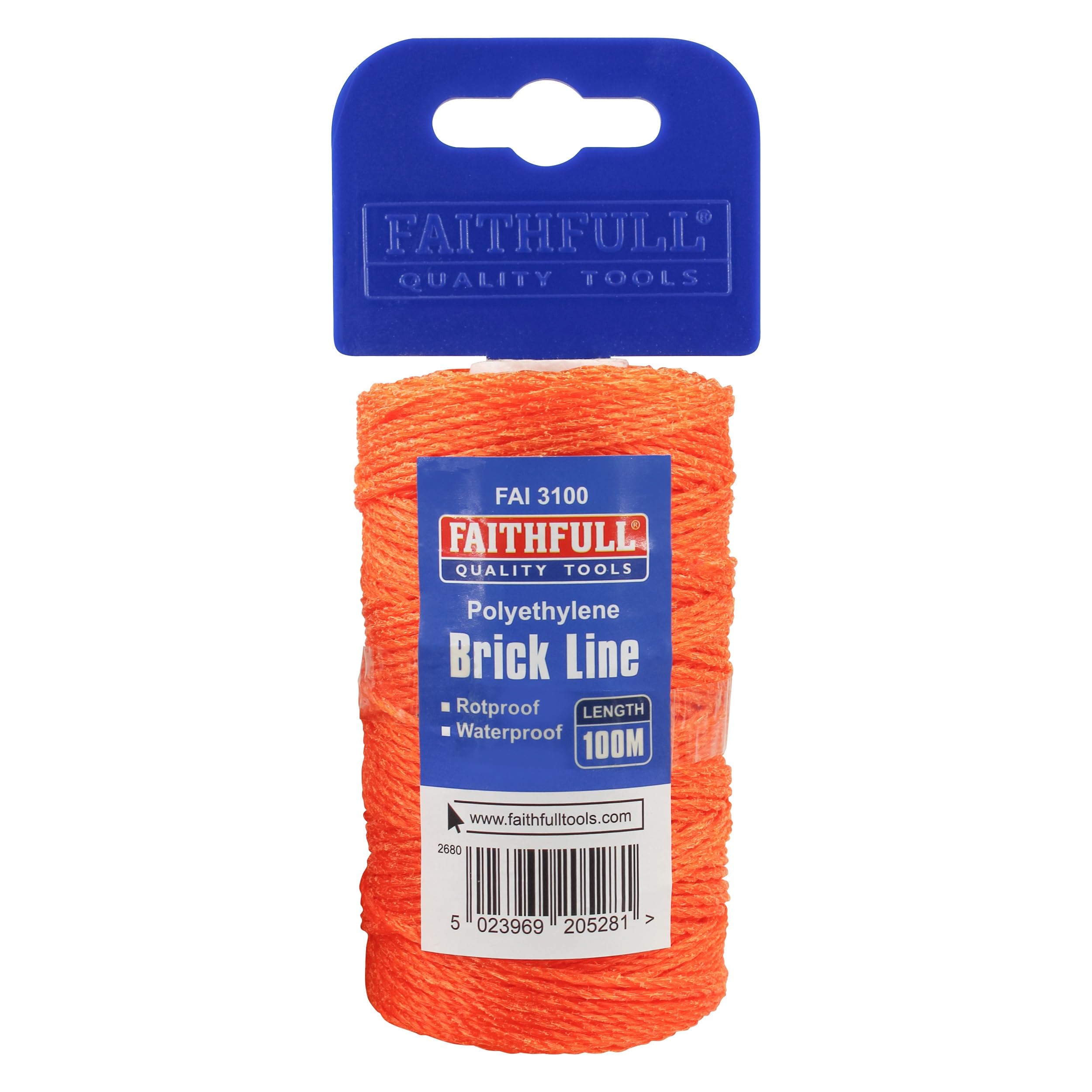 Faithfull FAI3100 Orange Poly Brick Line 100M (330ft) Breaking Strength 27kg