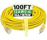 POWGRN 100 ft 12/3 Outdoor Extension Cord