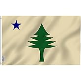 Anley Fly Breeze 3x5 Foot Maine State Flag - Vivid Color and Fade proof - Canvas Header and Double Stitched - Maine ME 1901-1909 Flags Polyester with Brass Grommets 3 X 5 Ft