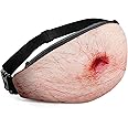 Funny Gag Gifts White Elephant Gift Dad Belly Pack,Christmas Gag Gifts Exchange,Fake Belly 3D Waist Bag for Mom,Dad,Sister,Brother,Friends (Thin Hair)