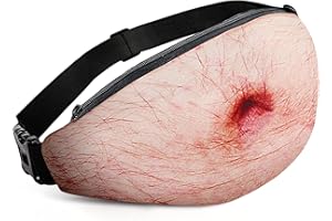 Bamomby Funny Gag Gifts White Elephant Gift Dad Belly Pack,Christmas Gag Gifts Exchange,Fake Belly 3D Waist Bag for Mom,Dad,Sister,Brother,Friends (Thin Hair)